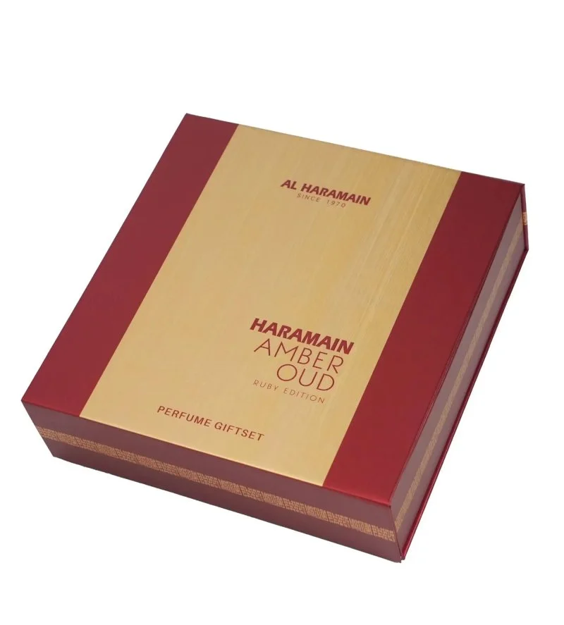 Amber Oud Ruby Edition unisex gavesæt Eau de Parfum 75 ml + Eau de Parfum 30 ml + Body Mist 200 ml