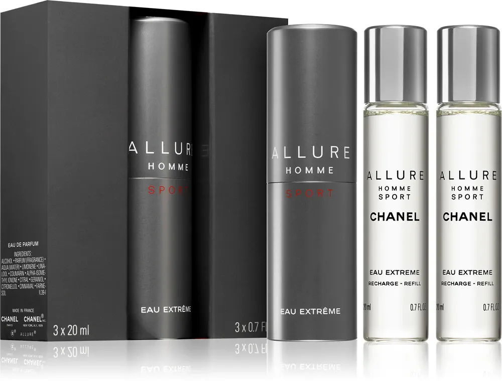 Allure Homme Sport Eau Extrême EDT genopfyldelig 20 ml + EDT refill 2 x 20 ml M 60 ml