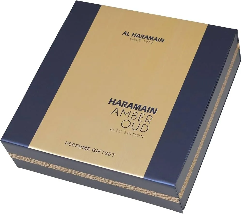 Amber Oud Bleu Edition gavesæt unisex Eau de Parfum 75 ml + Eau de Parfum 30 ml + deodorantspray 200 ml