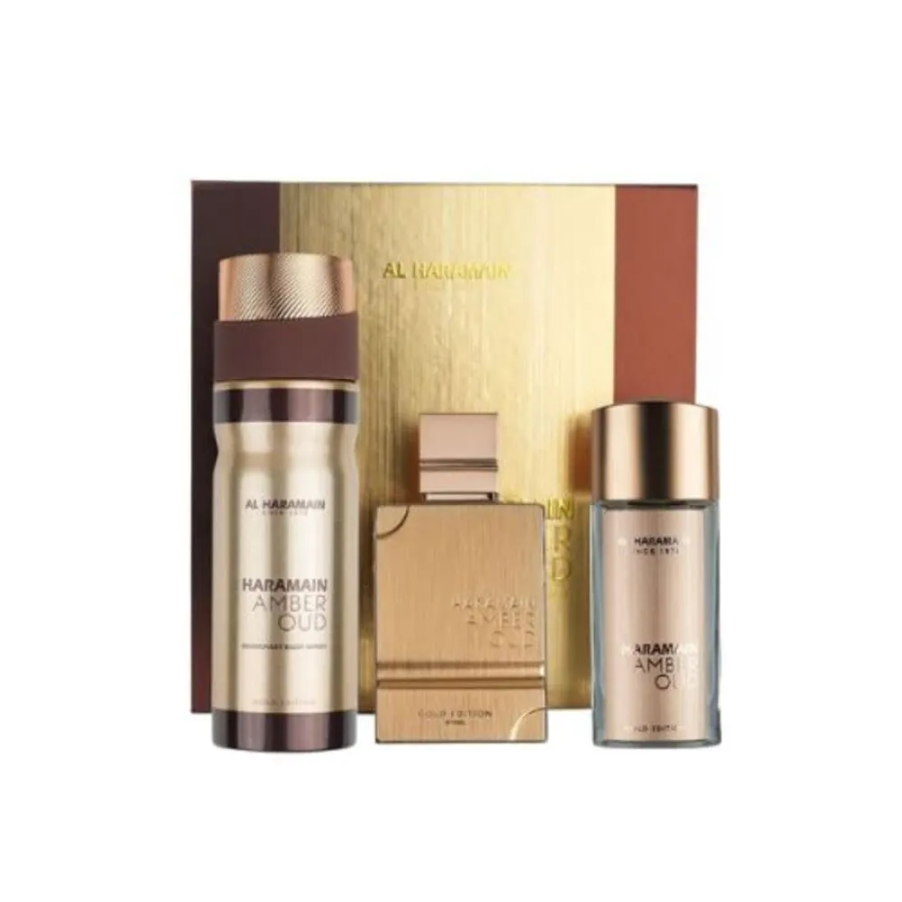 Amber Oud Gold Edition gavesæt 75 ml + Eau de Parfum 30 ml + body mist Eau de Parfum unisex 75 ml parfemovana voda 30 ml telova mlha parfemovana voda 200 ml unisex