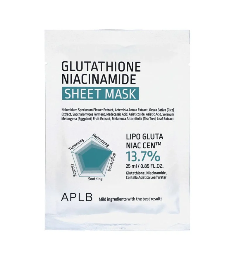Glutathione Niacinamide sheetmaske, fugtgivende og lysnende 25 ml