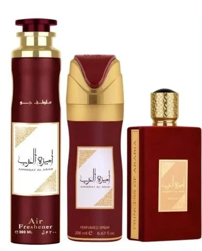 Ameerat Al Arab gavesæt - 100 ml + parfumeret spray 200 ml + rumduft Eau de Parfum 300 ml