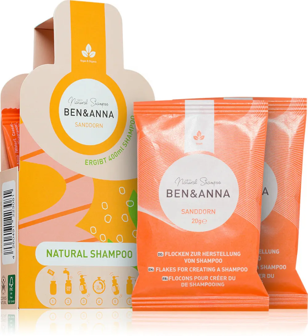 Ben & Anna Shampoo pulver (2×20 g) - Havtorn - regenererer og lindrer