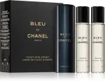 Bleu de Chanel genopfyldelig lommespray 20 ml + 2 x parfume-refill til mænd