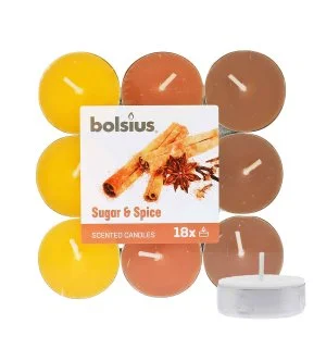Bolsius Scented Tealights Sugar & Spice 4 t fyrfadslys 18 stk.