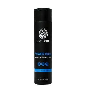 CrazyBull Power Bull Hair-Beard-Face-Body Shampoo multifunktionel shampoo 4 i 1 til hår, skæg, ansigt og krop