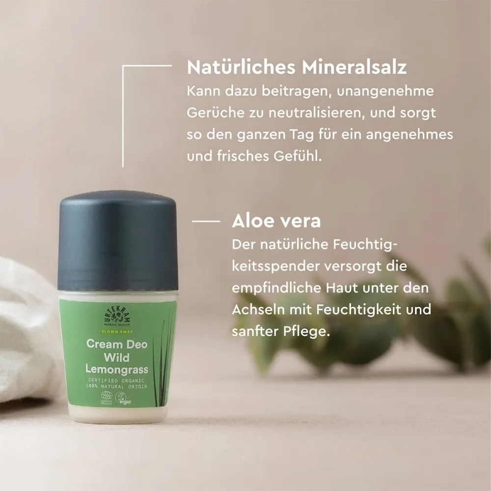 Urtekram Deodorant roll on creme lemongrass 50 ml BIO