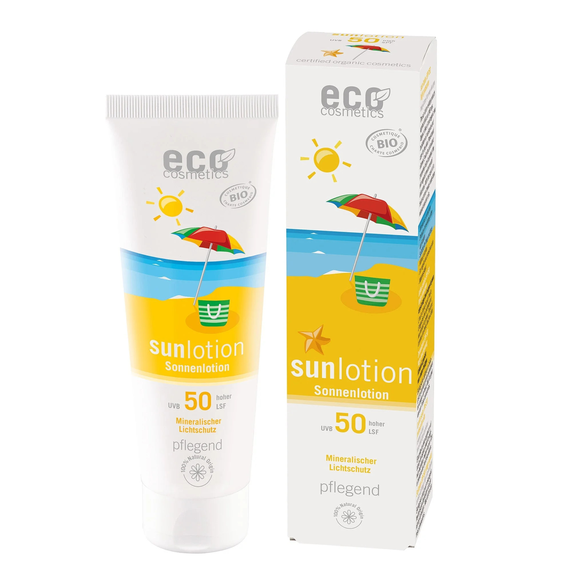 Eco Cosmetics Solmælk SPF 50 Økologisk (125 ml) - med naturlige mineralfiltre