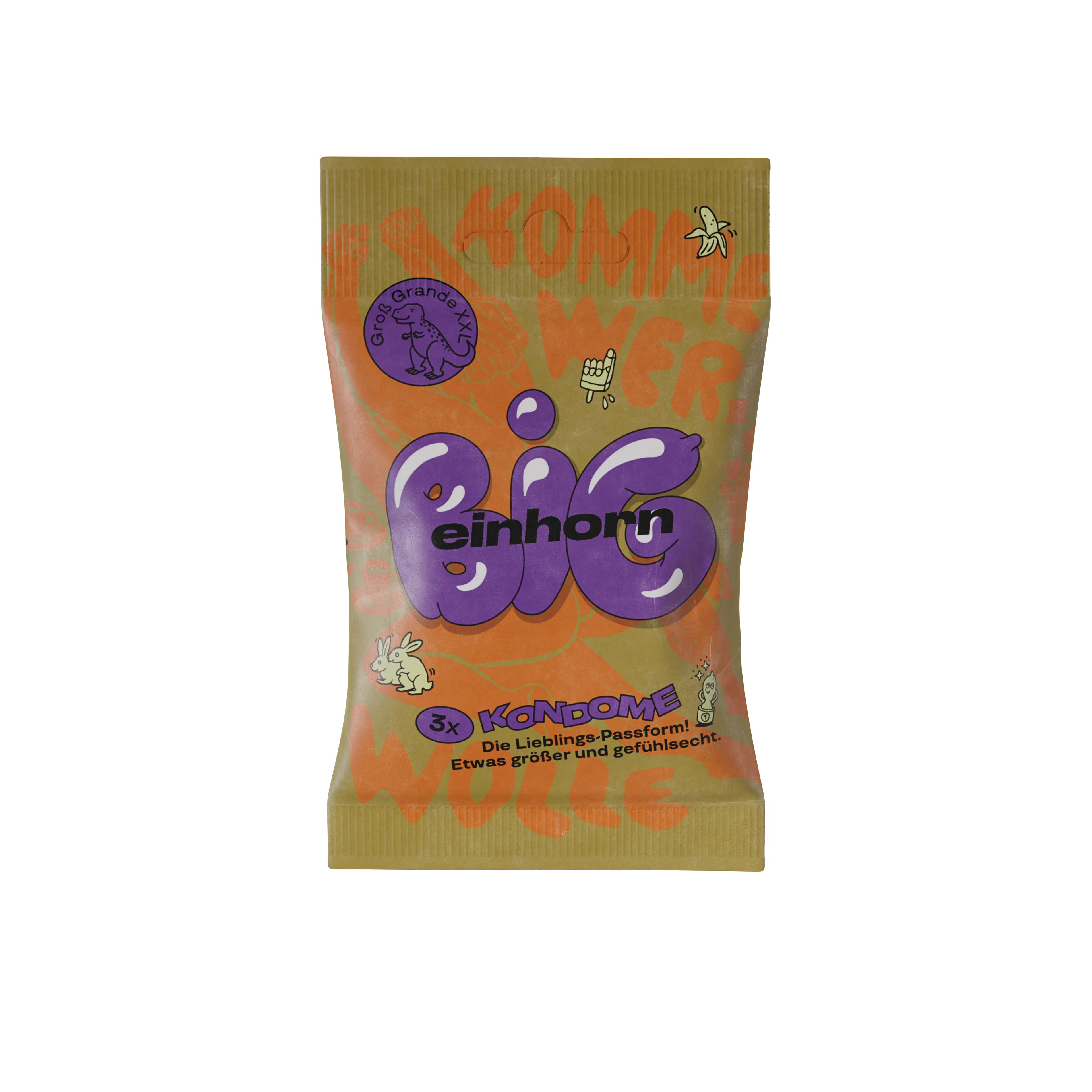 Einhorn Kondomer Big 3 stk - veganske, uden parfume