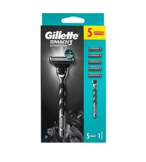 Gillette Mach3 Charcoal barberskraber + 5 barberblade
