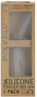 Jack n Jill Silikontandbørste fingertandbørste til babyer (2 stk.) etui - til børn fra 6 til 12 måneder