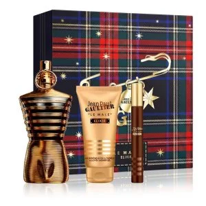 Jean Paul Gaultier Le Male Elixir 125 ml + Parfume MINI 10 ml + Parfumeret brusegel til mænd