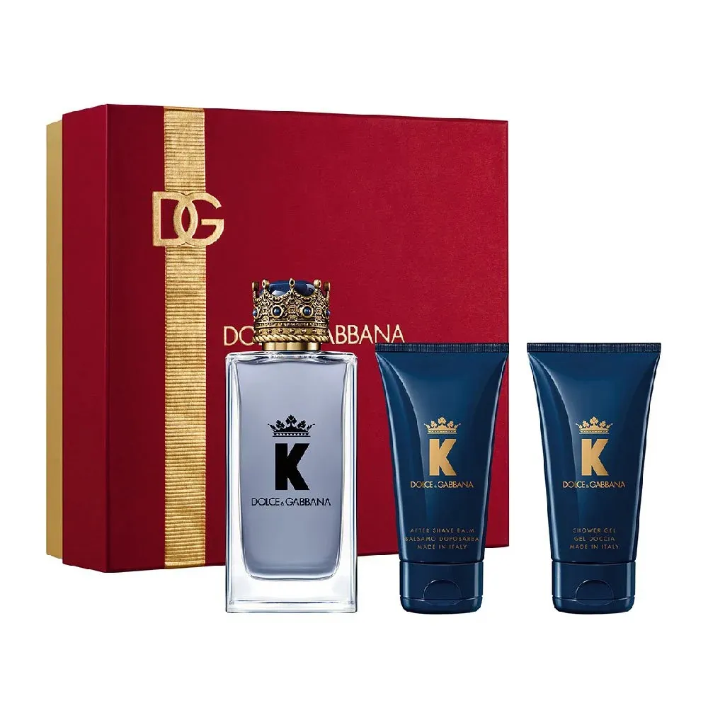 K by Dolce & Gabbana gavesæt Eau de Toilette til mænd 100 ml + aftershave-balsam 50 ml + brusegel