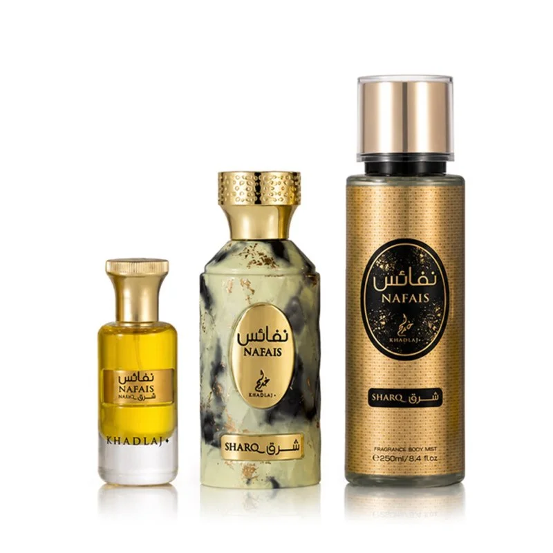 Nafais Sharq 100 ml + parfumeolie 24 ml + bodyspray eau de parfum unisex 250 ml