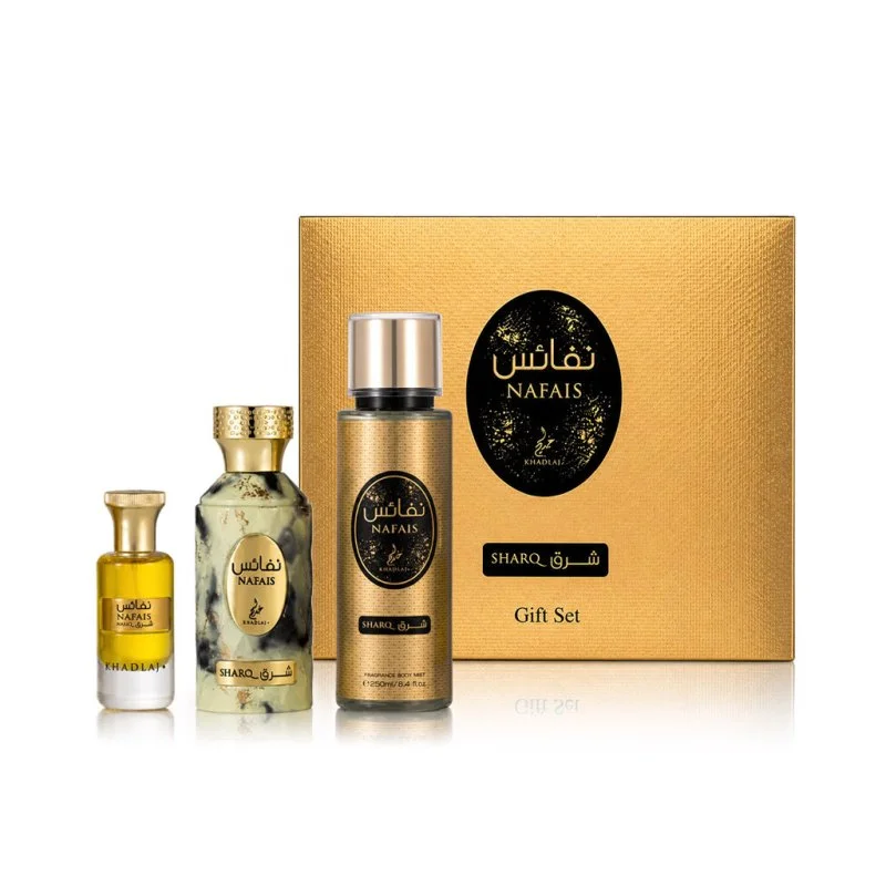 Nafais Sharq 100 ml + parfumeolie 24 ml + bodyspray eau de parfum unisex 250 ml