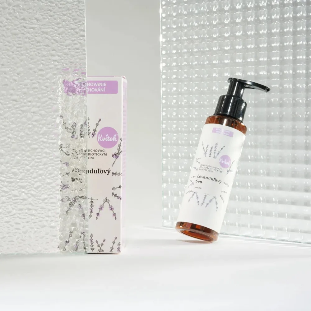 Kvitok Blid shower gel med præbiotisk kompleks Lavender Dream (100 ml) - med en delikat urteduft