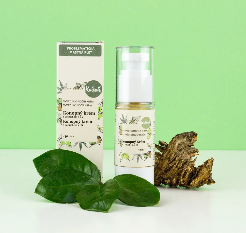 Kvitok Hamp Night Cream til fedtet hud (30 ml) - eliminerer acne