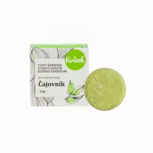 Kvitok Solid shampoo med balsam til fedtet hår Tea tree (25 g) - med vegetabilsk keratin
