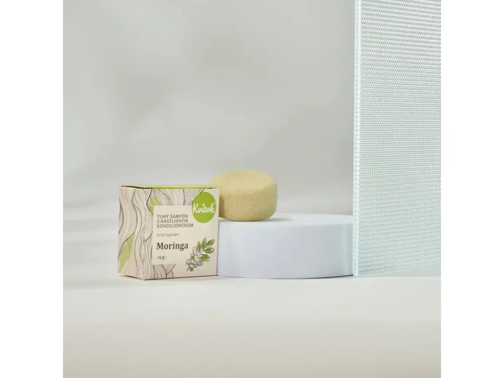 Kvitok Solid shampoo med anti-skæl balsam Moringa (25 g) - skinnende, skælfrit hår