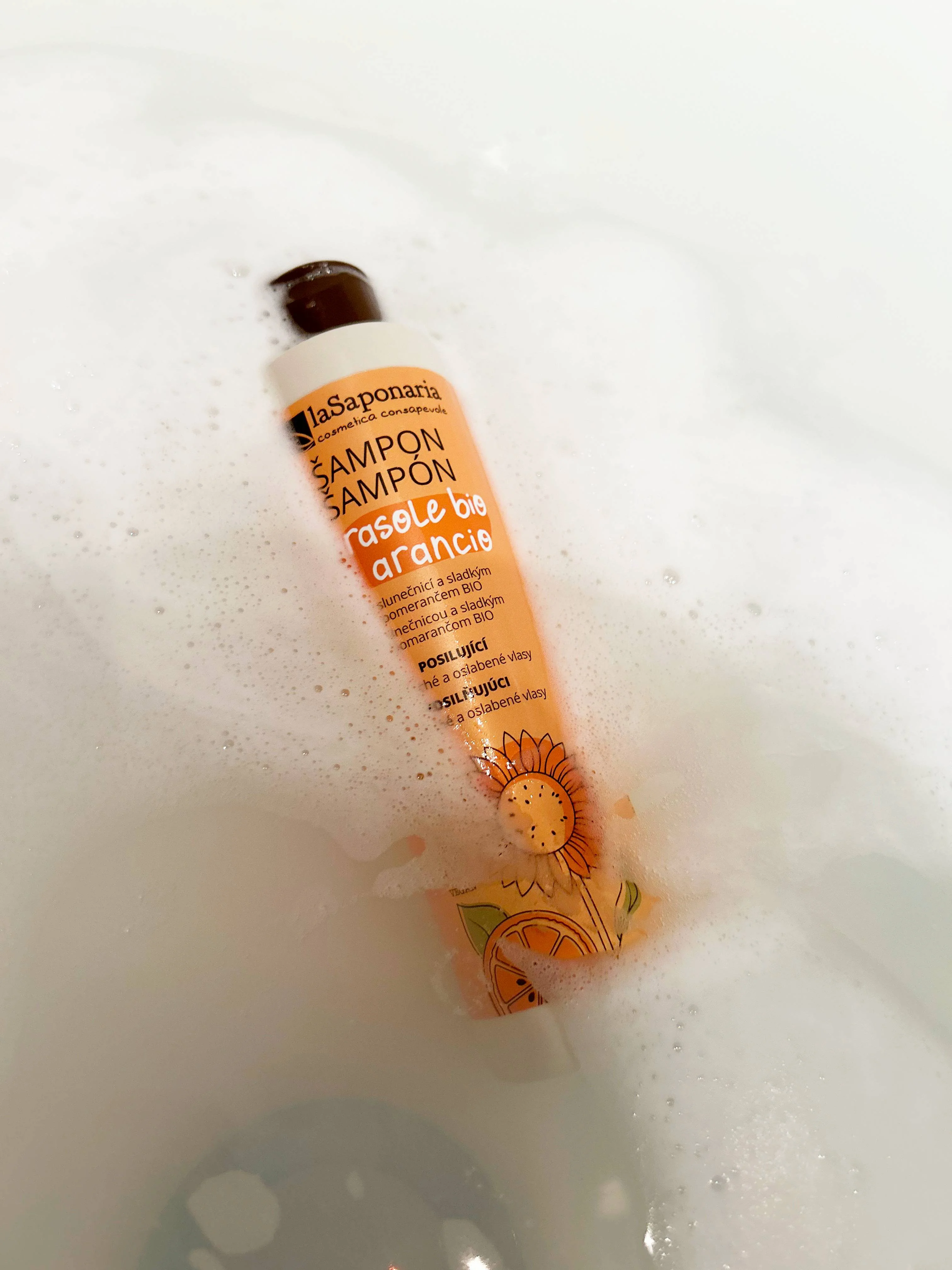 laSaponaria Økologisk shampoo med solsikke og sød appelsin 30 ml