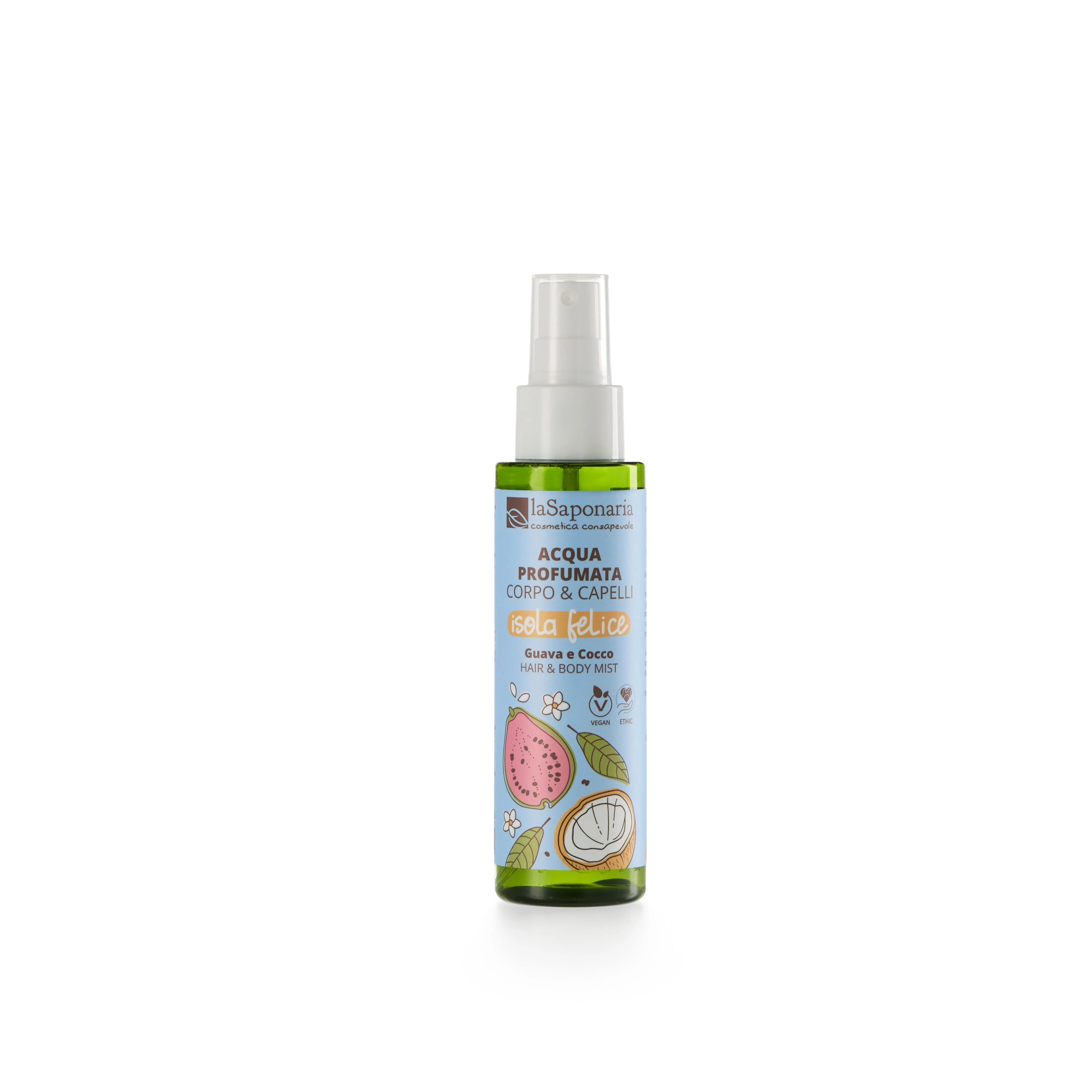 laSaponaria Krops- og hårmist Happy Island - kokos & guava (100 ml) - til krop og hår