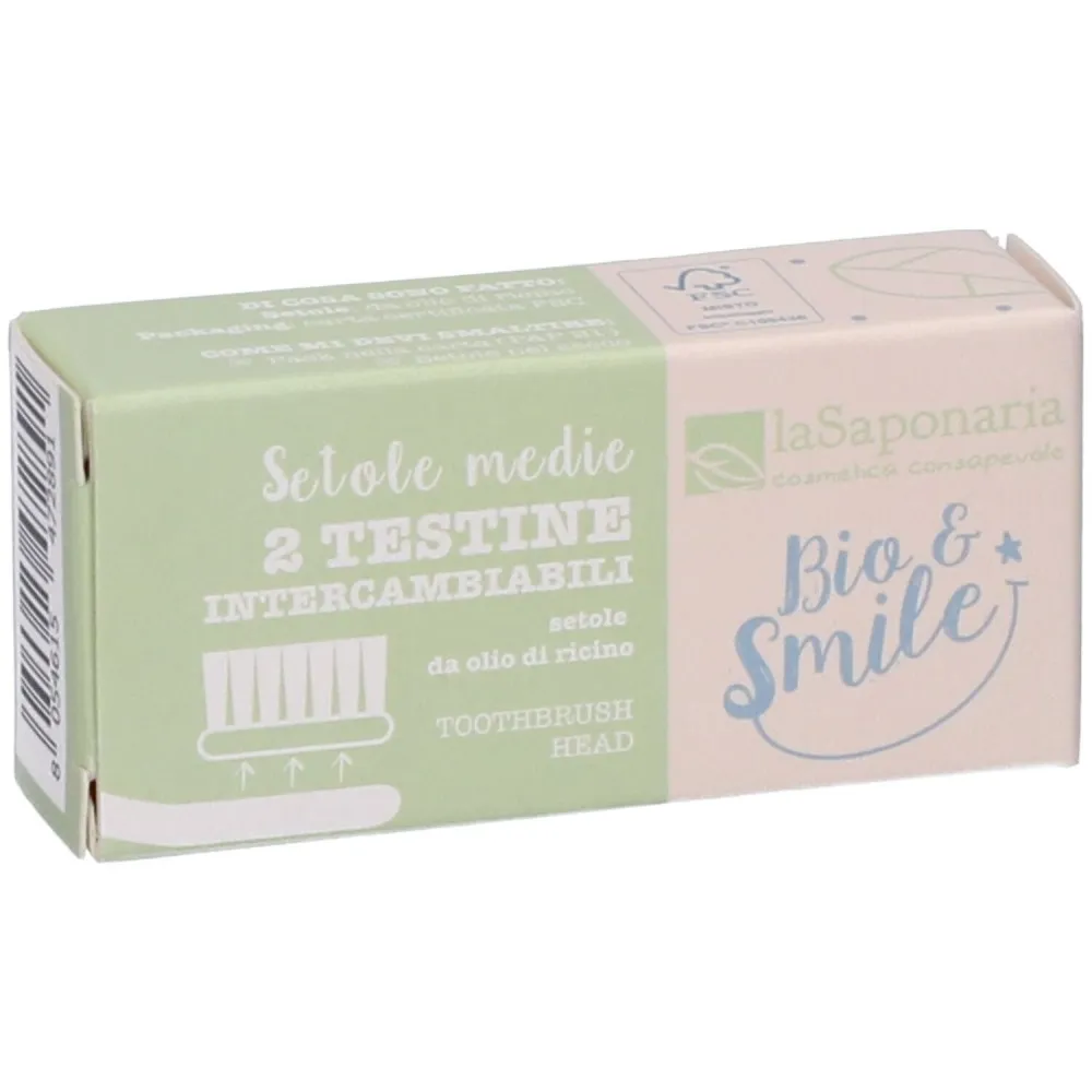 laSaponaria Udskiftning tandbørstehoveder (medium) (2 stk.)