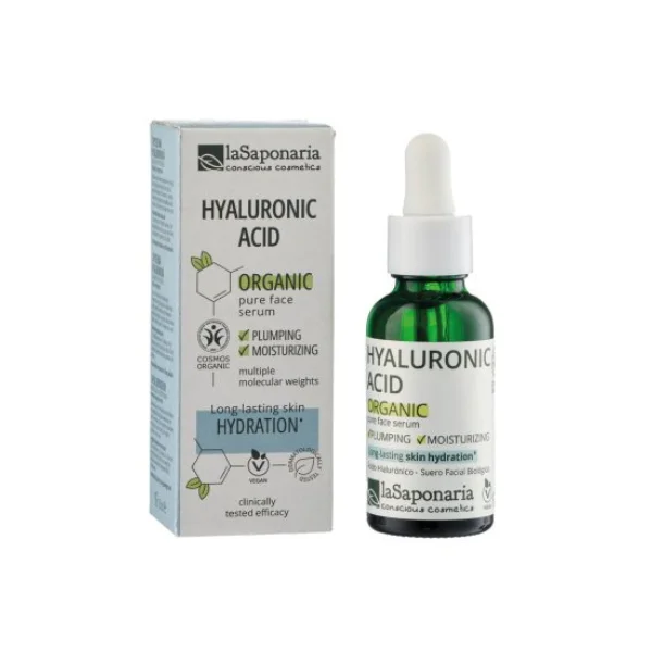 laSaponaria Ansigtsserum - Økologisk hyaluronsyre (30 ml) - fugter og opstrammer huden