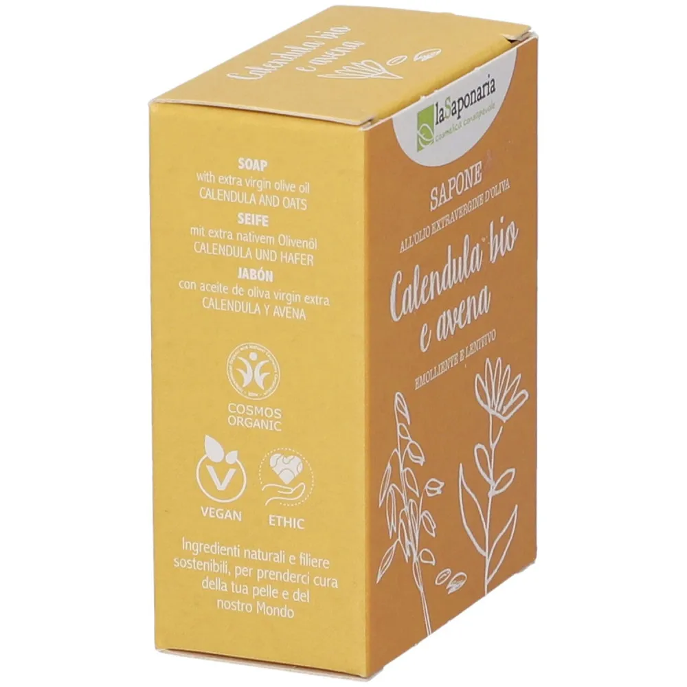 laSaponaria Økologisk fast olivensæbe - morgenfrue og havre (100 g) - velegnet til både krop og ansigt