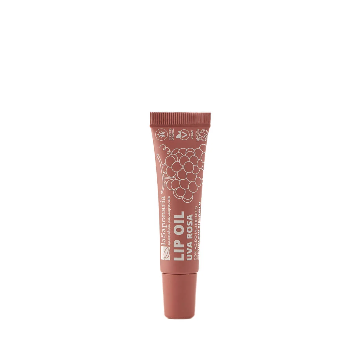 laSaponaria Nærende læbeolie med økologiske lyserøde druer - Rosy Nude (12 ml) - til glansfulde og dybtnærede læber