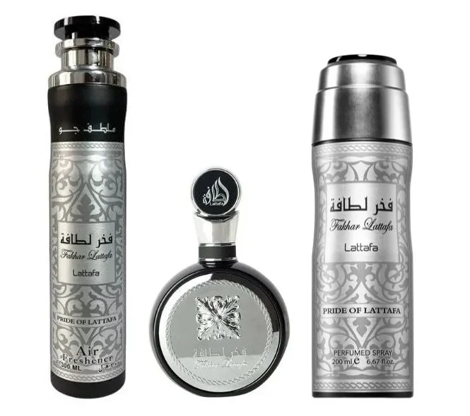 Fakhar Man gavesæt - 100 ml + parfumeret spray 200 ml + rumfrisker Eau de Parfum 300 ml