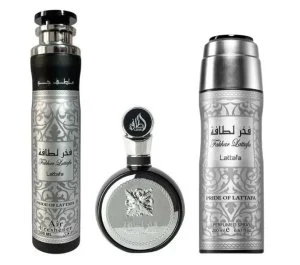 Lattafa Fakhar Man gavesæt - 100 ml + parfumeret spray 200 ml + rumfrisker Eau de Parfum