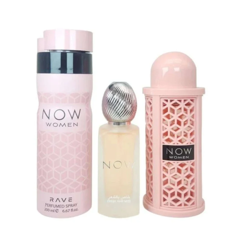 Rave Now Women gavesæt - Hårmist 50 ml + Parfumeret spray 200 ml + Eau de Parfum 100 ml