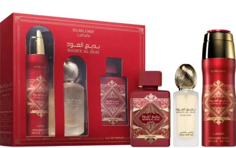 Badee Al Oud Sublime gavesæt - 100 ml + parfumeret spray 200 ml + hårmist eau de parfum 50 ml