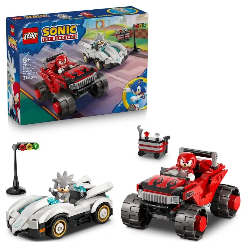 Sonic the Hedgehog™ 77118 Silver og hans bil vs. Knuckles og hans monstertruck