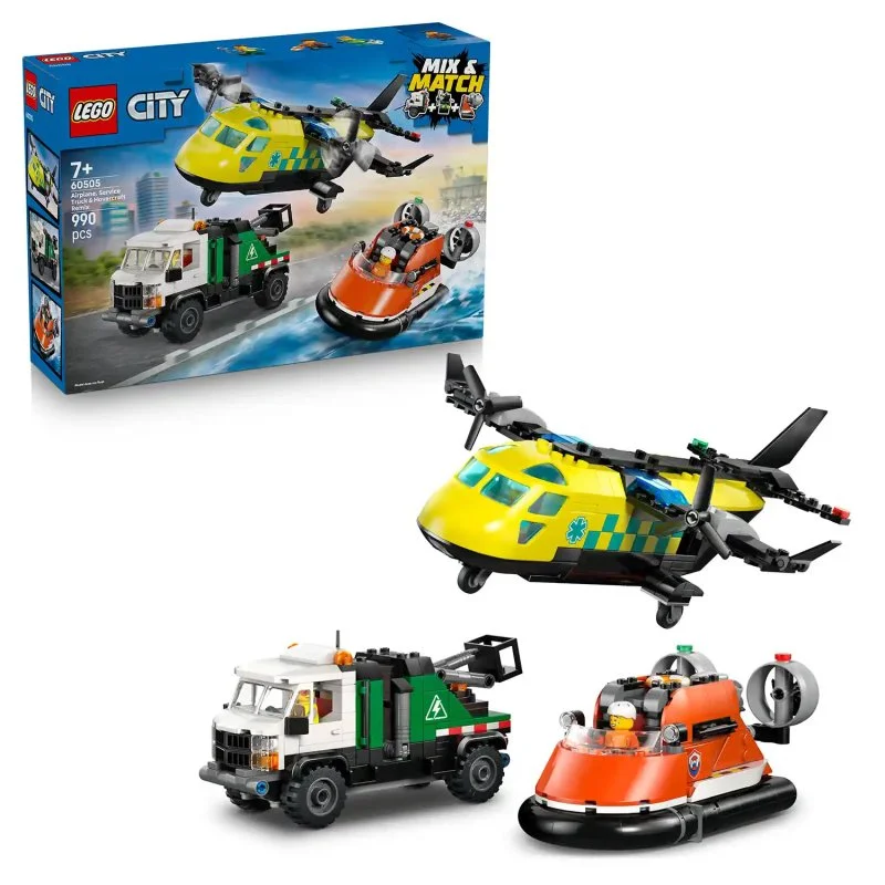 City 60505 Remix: Fly, servicebil og luftpudefartøj