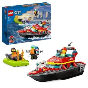 LEGO® City 60373 Brandredningsbåd og jolle