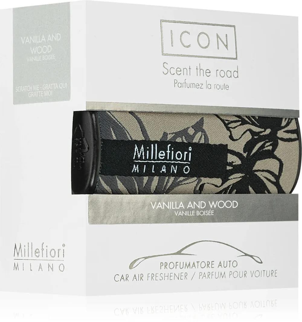 Icon Textil Floral Vanilla and Wood duft til bil Millefiori Icon Textil Floral Vanilla and Wood vůně do auta