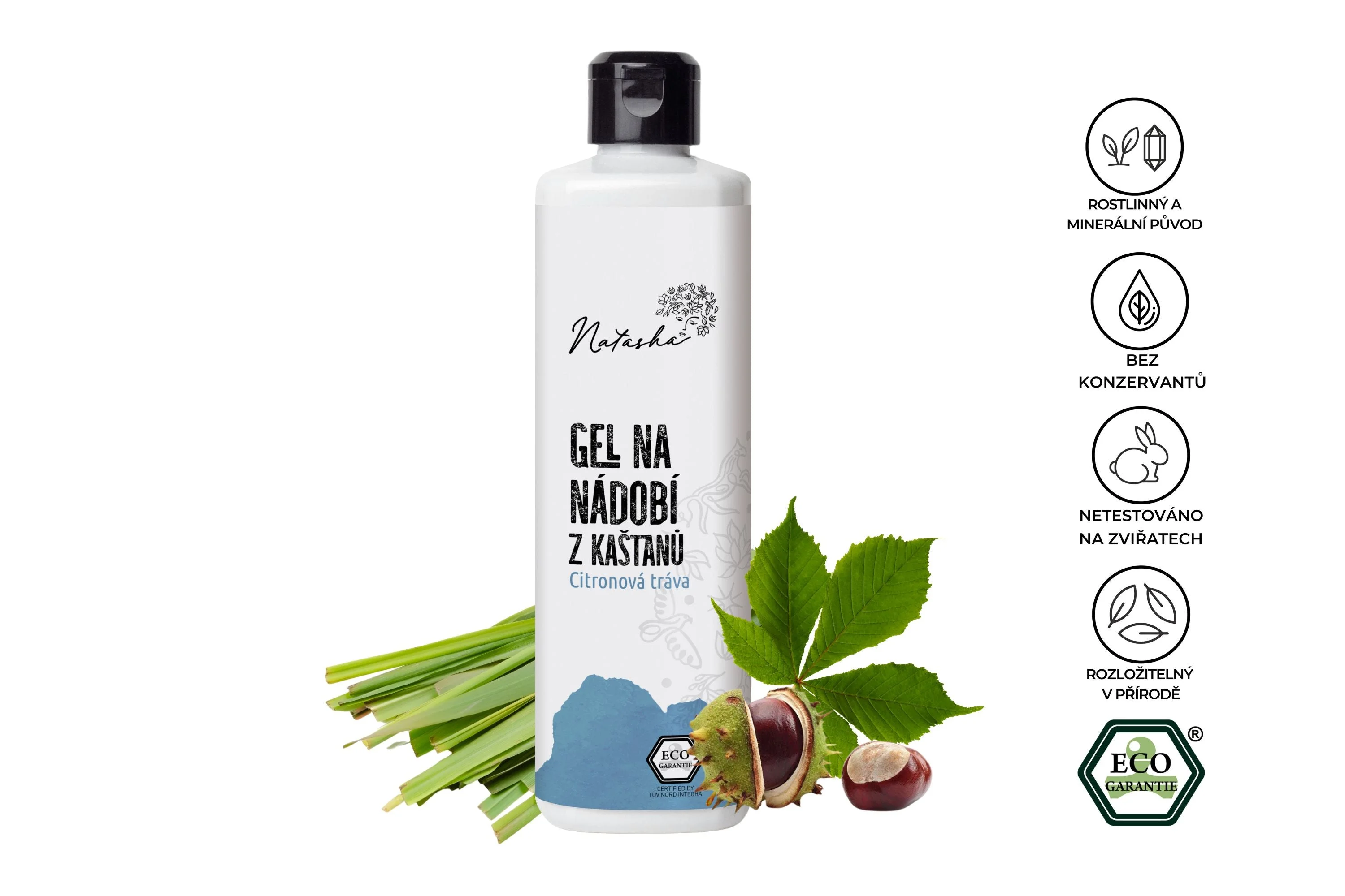 Natasha Opvaskegel af kastanjer med citrongræs 3 l - effektiv mod fedt, skånsom mod huden