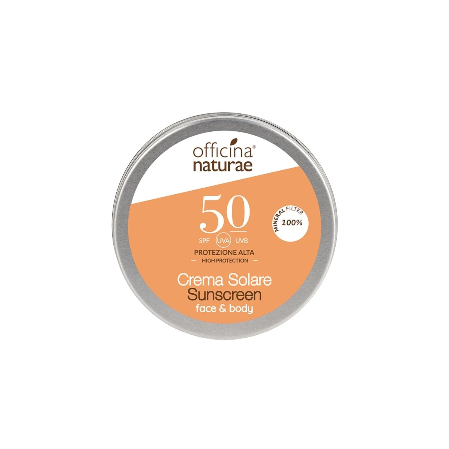 Officina Naturae Solcreme SPF 50 i metaldåse (75 ml) - uden parfume