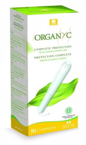 Organyc Tamponer med applikator Regular (16 stk.) - 100% biobomuld, 2 dråber