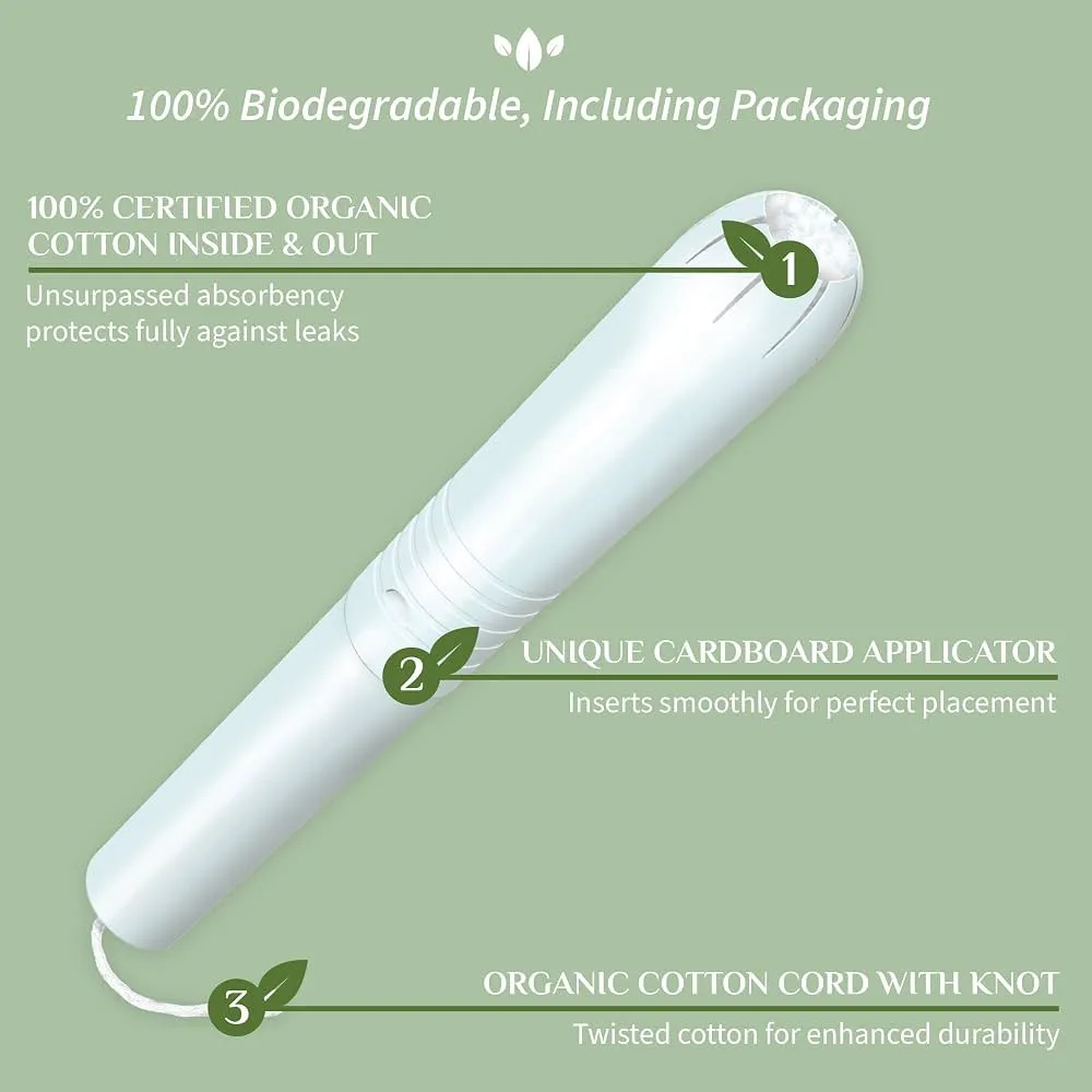 Organyc Tamponer med applikator Regular (16 stk.) - 100% biobomuld, 2 dråber