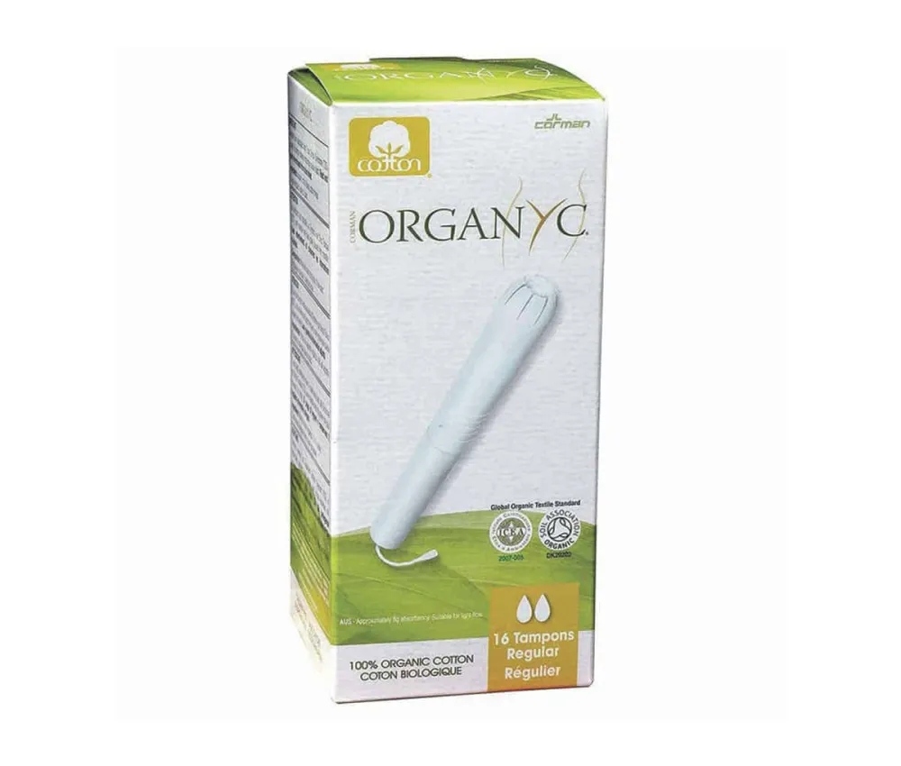 Organyc Tamponer med applikator Regular (16 stk.) - 100% biobomuld, 2 dråber