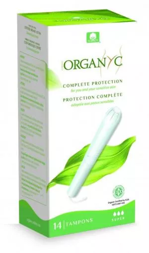 Organyc Tamponer med applikator Super (14 stk.) - 100% biobomuld, 3 dråber