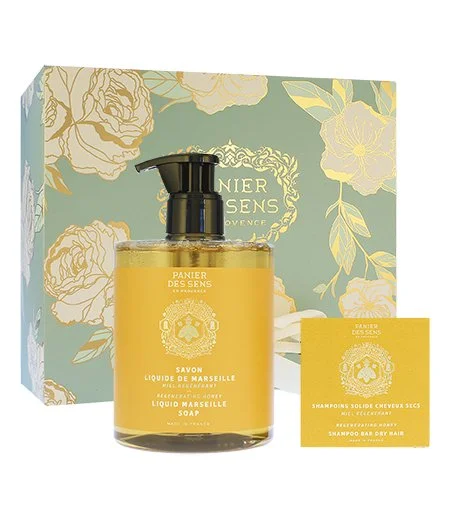 Regenerating Honey gavesæt flydende sæbe + fast shampoo til tørt hår 75 g 500 ml