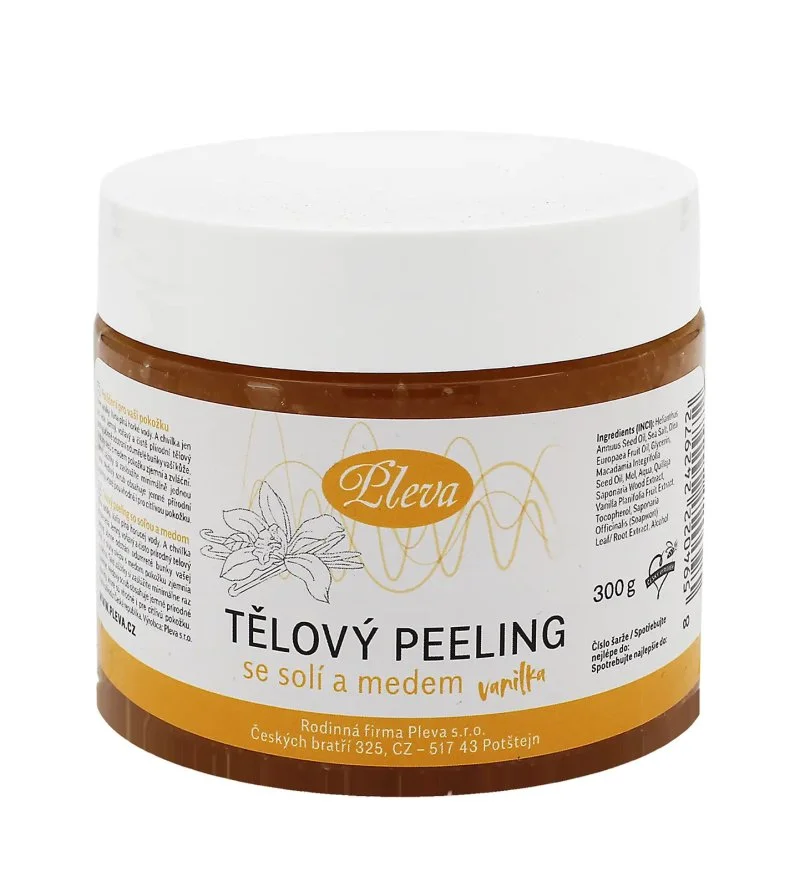 Eksfolierende bodyscrub med salt og honning (vanilje) 300 g