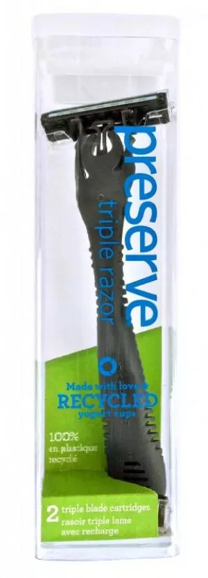 Preserve Triple shaver (inkl. 2 hoveder) - grå - med 3 blade, fremstillet af genbrugsplast