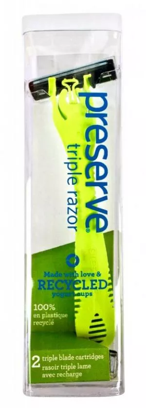 Preserve Triple shaver (inkl. 2 hoveder) - grøn - med 3 knive, fremstillet af genbrugsplast