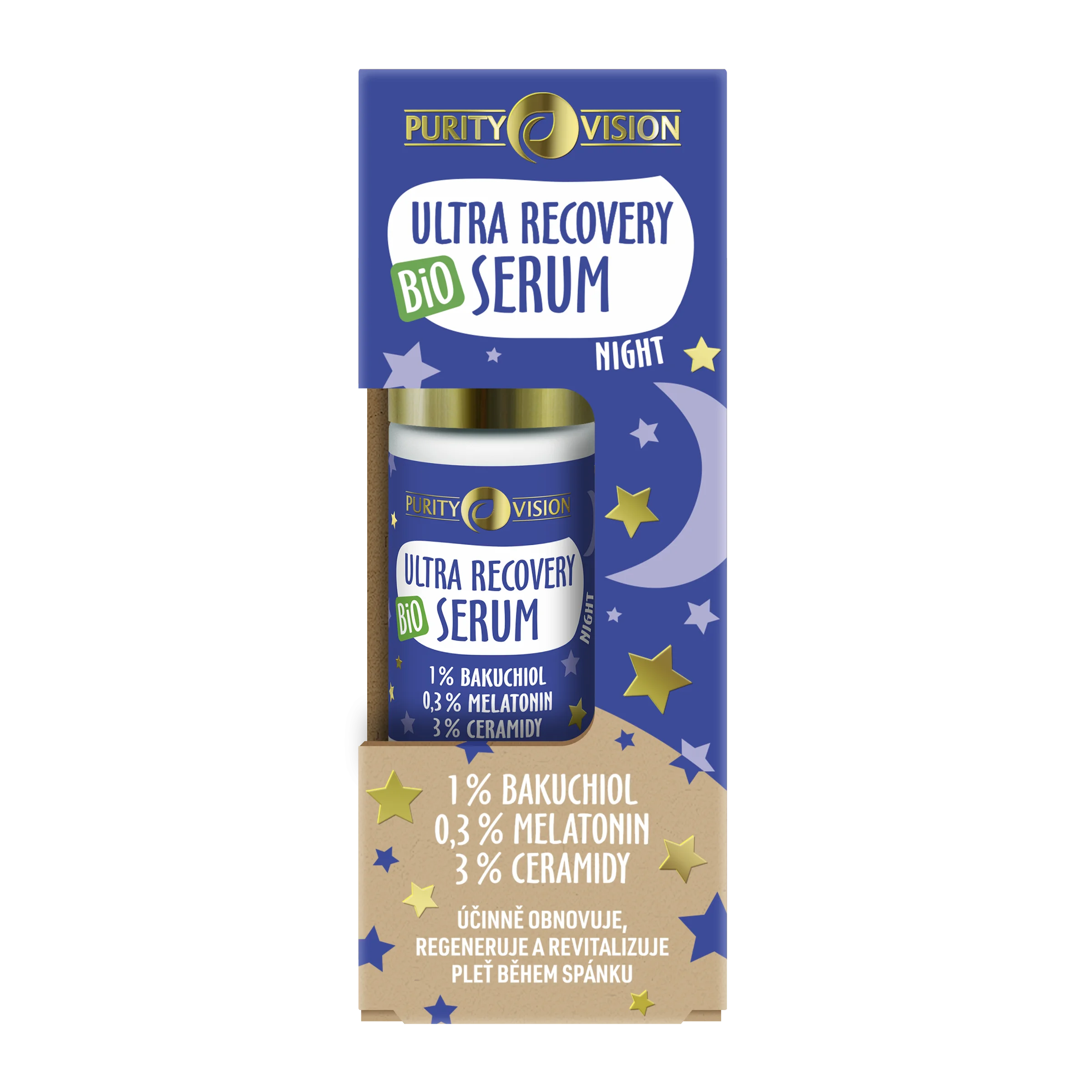 Purity Vision Ultra Recovery Night Natserum til ansigtet (30 ml) - med bakuchiol, melatonin og ceramider