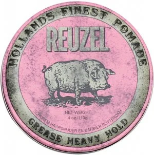 REUZEL Styling Pink Pomade Grease Heavy Hold hårpomade med mellemstærkt hold og glans 113 g til mænd
