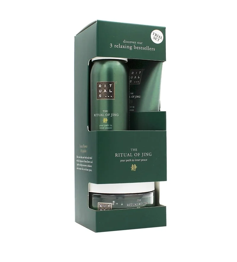 The Ritual of Jing gavesæt showergel 50 ml + body scrub 125 g + bodycreme
